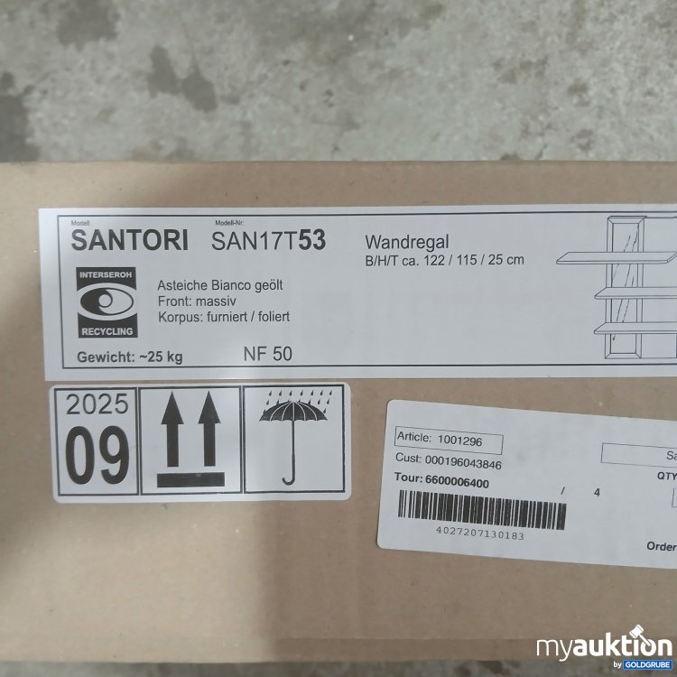 Artikel Nr. 993502 Artikel Nr. 993502: Santorini Wandregal Model SAN17T53 aus Asteiche Bianco ca 122x115x25cm