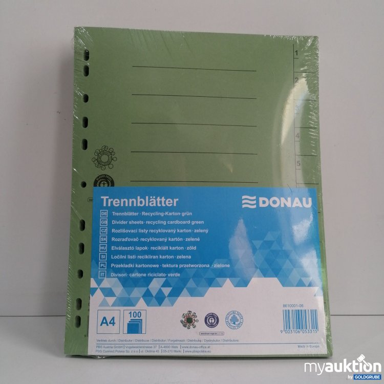 Artikel Nr. 832503 Artikel Nr. 832503: Donau Trennblätter A4