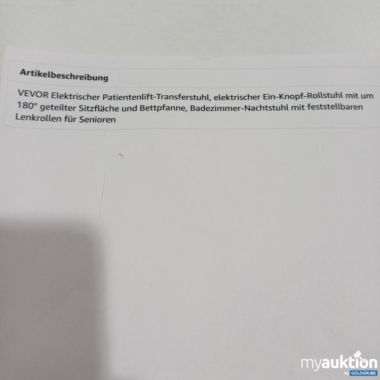 Artikel Nr. 884503: Vevor elektrischer Patientenlift-Transferstuhl