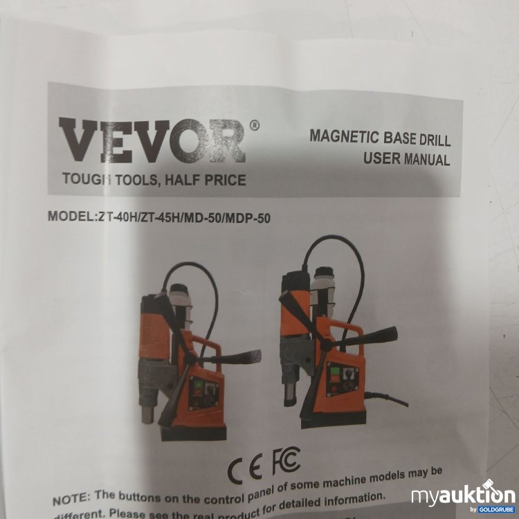 Artikel Nr. 993506 Artikel Nr. 993506: Vevor Magnetkernbohrmaschine Model ZT-40H/ZT-45H/MD-50/MDP-50 mit diversem Zubehör