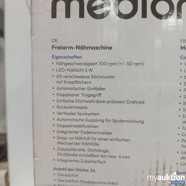 Artikel Nr. 447507: medion Freiarms-Nähmaschine LIFE SM60 (MD 10689) 60W