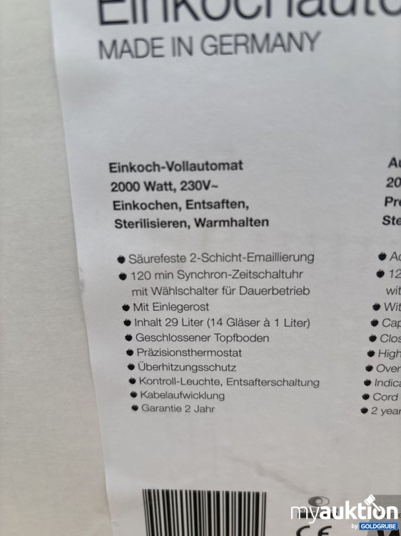 Artikel Nr. 921508: WECK Einkochautomat WAT 15 230V