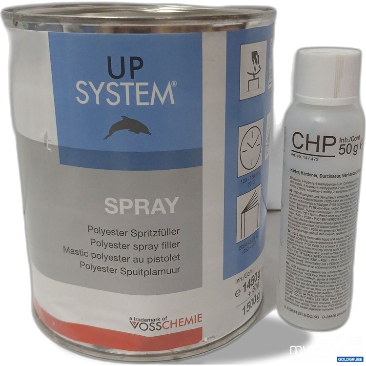 Artikel Nr. 993508 Artikel Nr. 993508: UP System Spray Polyester Spritzfüller 1500g + Härter CHP 50g