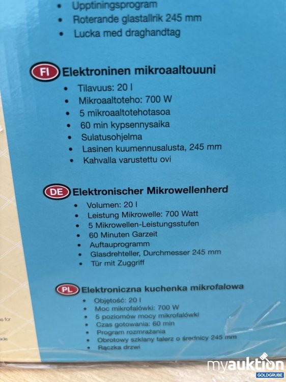Artikel Nr. 921509: Melissa Mikrowelle Classico 20 Litres 700W