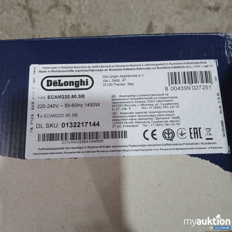 Artikel Nr. 955511 Artikel Nr. 955511: DēLonghi Kaffeemaschine Type: ECAM220.80.SB