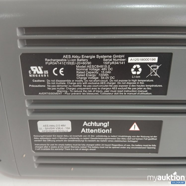 Artikel Nr. 959511: AES Akku Energie Systeme Rechargeable Li-ion Battery A2519000196 