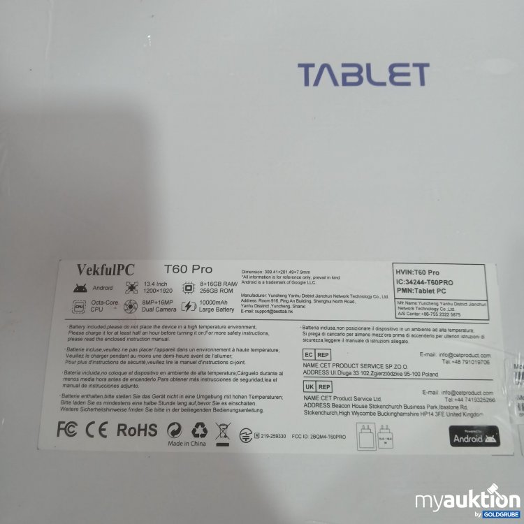 Artikel Nr. 989512 Artikel Nr. 989512: VekfulPC Tablet Compact & Easy to carry T60 Pro