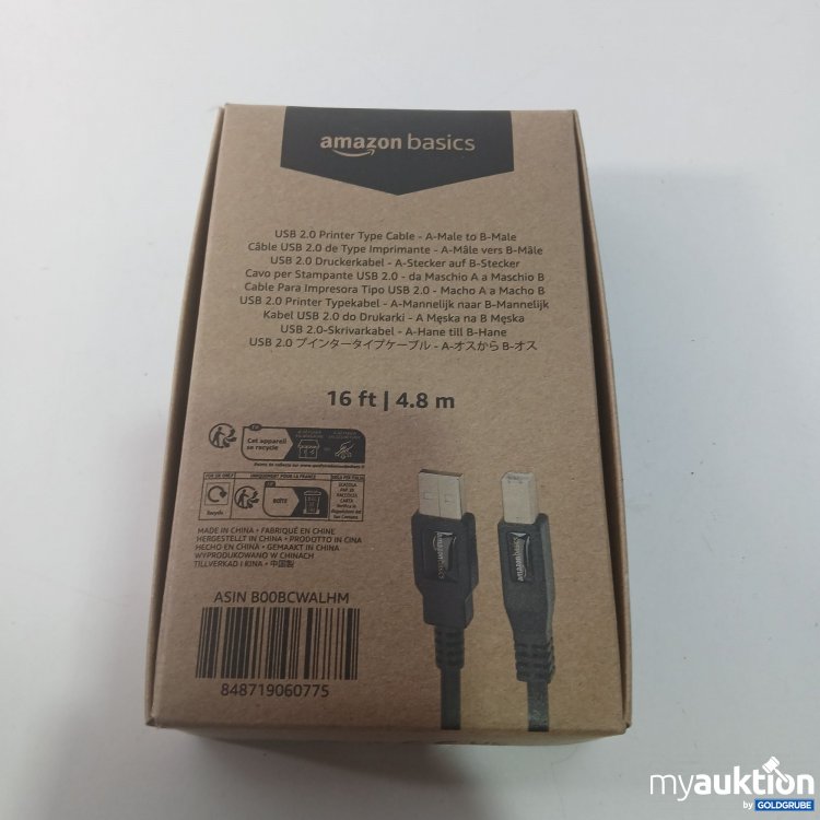 Artikel Nr. 826514 Artikel Nr. 826514: Amazon Basics USB 2.0 Druckerkabel 4.8m