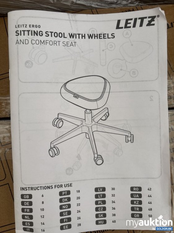 Artikel Nr. 921514: Leitz Ergo Stool with Comfort Seat Sitzhocker mit Rollen und Komfortsitz 110kg