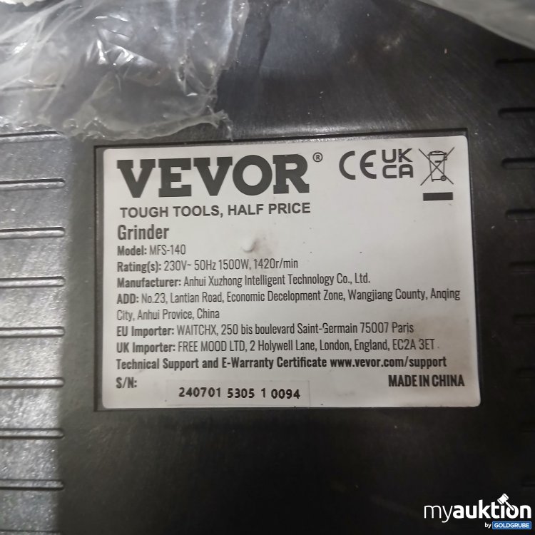 Artikel Nr. 813515 Artikel Nr. 813515: Vevor Grinder MFS-140 230V