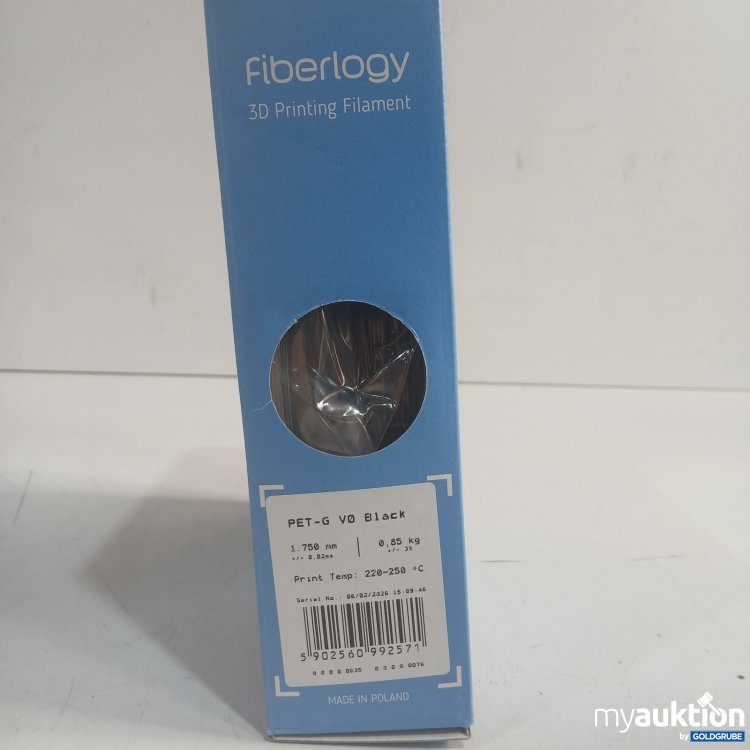 Artikel Nr. 465516 Artikel Nr. 465516: fiberlogy 3D Printing Filament PET-G V0 Black 0,85 kg 1,750 mm