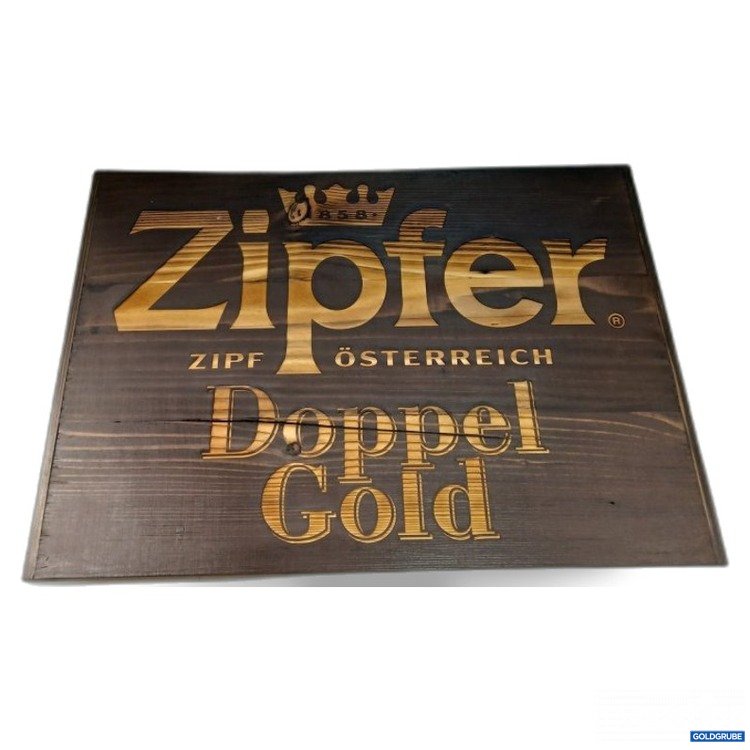 Artikel Nr. 468516 Artikel Nr. 468516: Zipfer Holzschild Doppel Gold länge 12cm breite 16,5cm