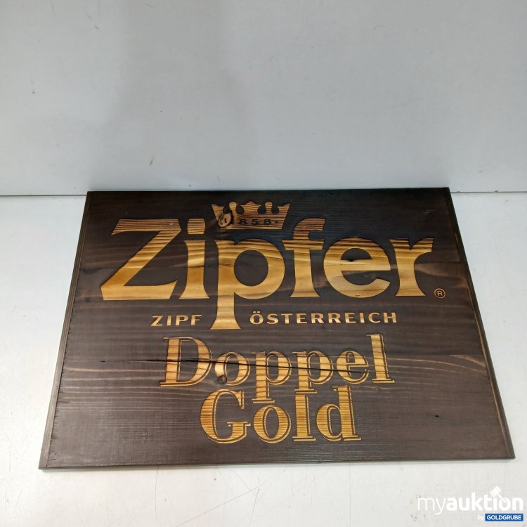 Artikel Nr. 468516 Artikel Nr. 468516: Zipfer Holzschild Doppel Gold länge 12cm breite 16,5cm