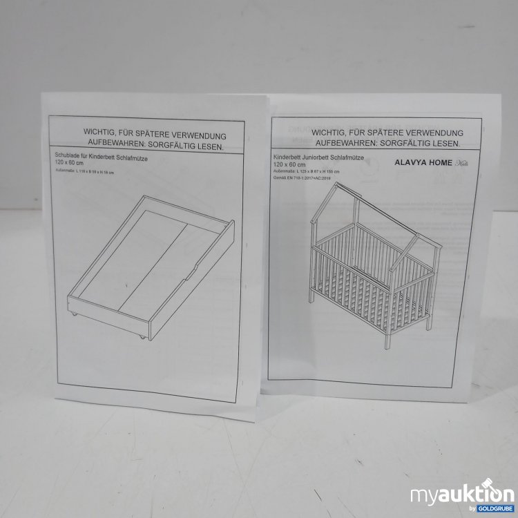 Artikel Nr. 441517: Alavya Home Babybett 120x60cm Ella ,Schublade 120x60cm aus Massievem Kiefernholz 