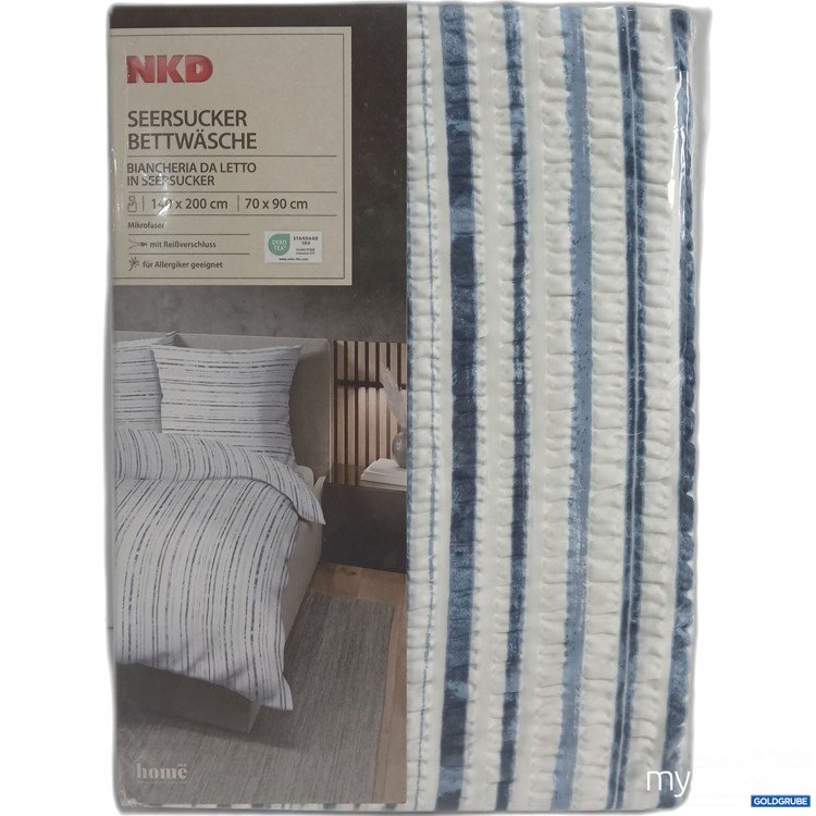 Artikel Nr. 525517: NKD Seersucker Bettwäsche blau gestreift 140x200cm 70x90cm 