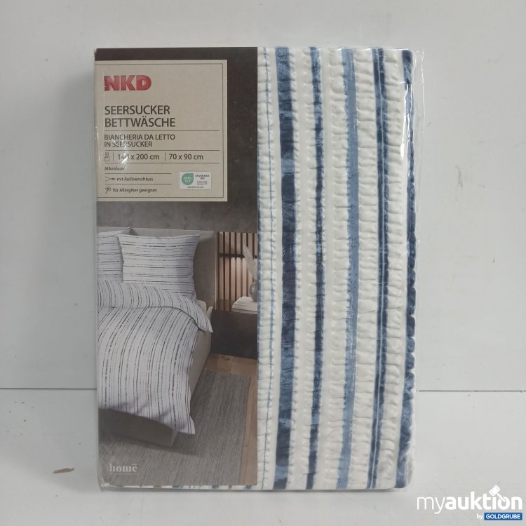 Artikel Nr. 525517: NKD Seersucker Bettwäsche blau gestreift 140x200cm 70x90cm 