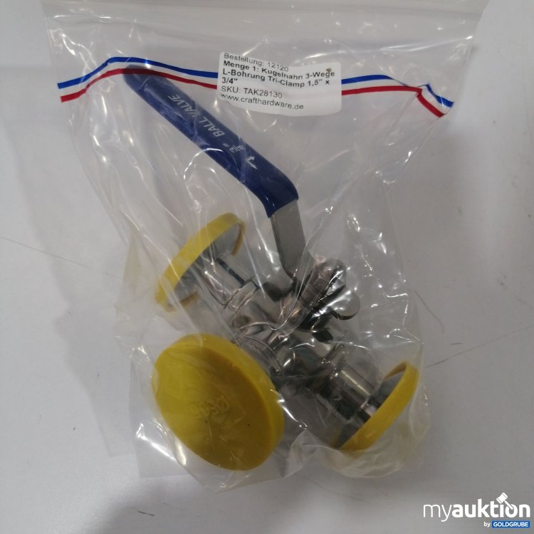 Artikel Nr. 889517: Kugelhahn 3-Wege L Bohrung Tri-Clamp 1,5 3/4 TAK28130