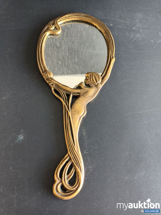 Artikel Nr. 398519 Artikel Nr. 398519: Alter Messing Handspiegel, Kosmetikspiegel im Jugendstil