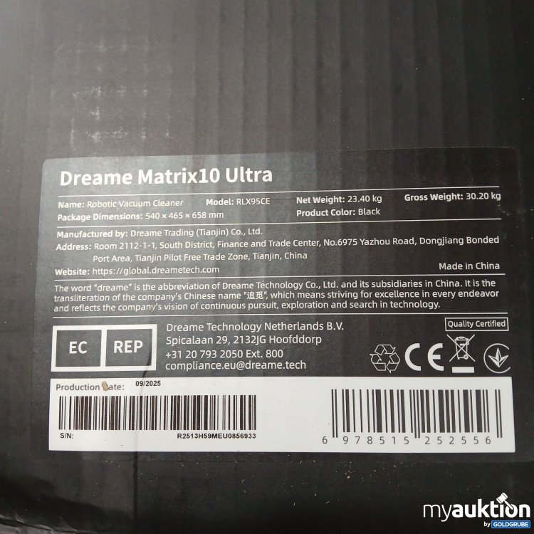 Artikel Nr. 967523: Dreame Matrix10 Ultra Model RLX95CE, Art.No. R2513H59MEU0856933