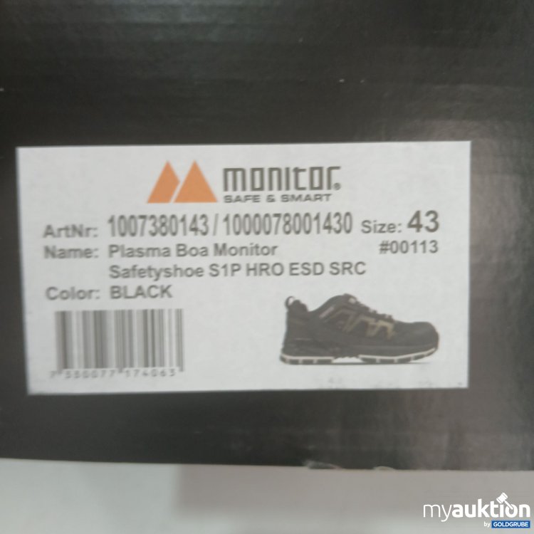 Artikel Nr. 446524 Artikel Nr. 446524: Monitor Safe&Smart Sicherheitsschuhe Plasma Boa S1P HRO ESD SRC schwarz Gr. 43