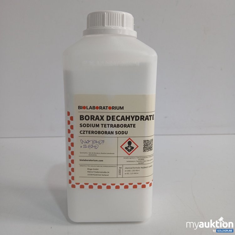 Artikel Nr. 874527 Artikel Nr. 874527: Biolaboratorium Borax Decahydrate Sodium Tetraborate 1000g