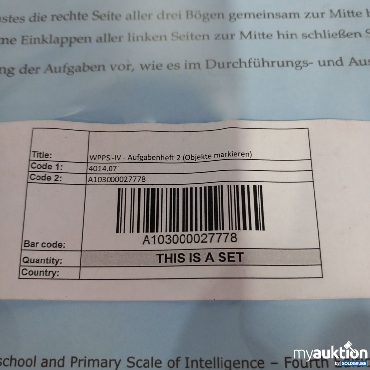 Artikel Nr. 821528 Artikel Nr. 821528: WPPSI - IV Aufgabenheft 2, 3Pkg.