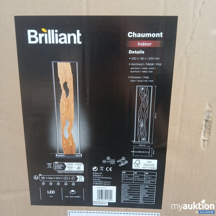 Artikel Nr. 971528 Artikel Nr. 971528: Brilliant Chaumont Indoor 330x180x1200mm Aluminium/Metall/Holz G94542/76 Stehlampe LED