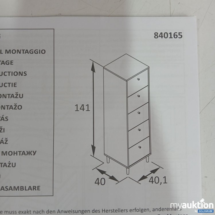 Artikel Nr. 981529: Kommodenschrank 840165 schmal 40,1x40x141cm