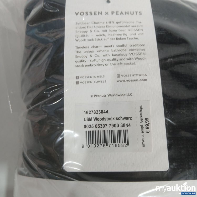 Artikel Nr. 525530: Vossen Peanuts limited Edition Bademantel woodstock schwarz 