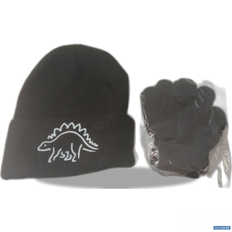 Artikel Nr. 939530: Diverse schwarze Mütze mit Dinosaurier-Design und Handschuhe für Kinder