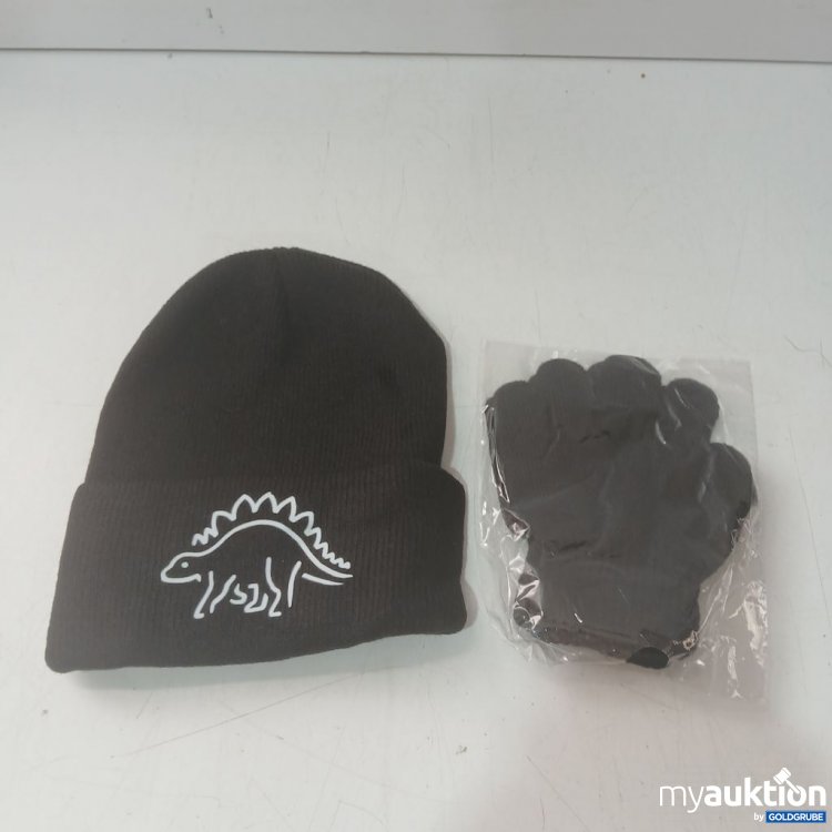 Artikel Nr. 939530: Diverse schwarze Mütze mit Dinosaurier-Design und Handschuhe für Kinder