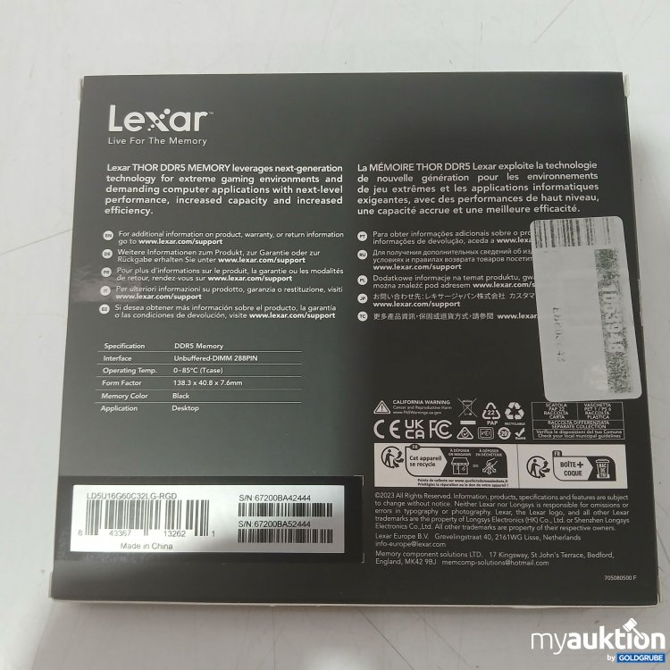 Artikel Nr. 993530 Artikel Nr. 993530: Lexar Thor HDR DDR5 RAM-Kit 32GB (2x16GB)