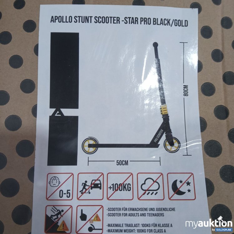 Artikel Nr. 977531: Apollo Stunt Scooter Star Pro Black/Gold 50x80cm 