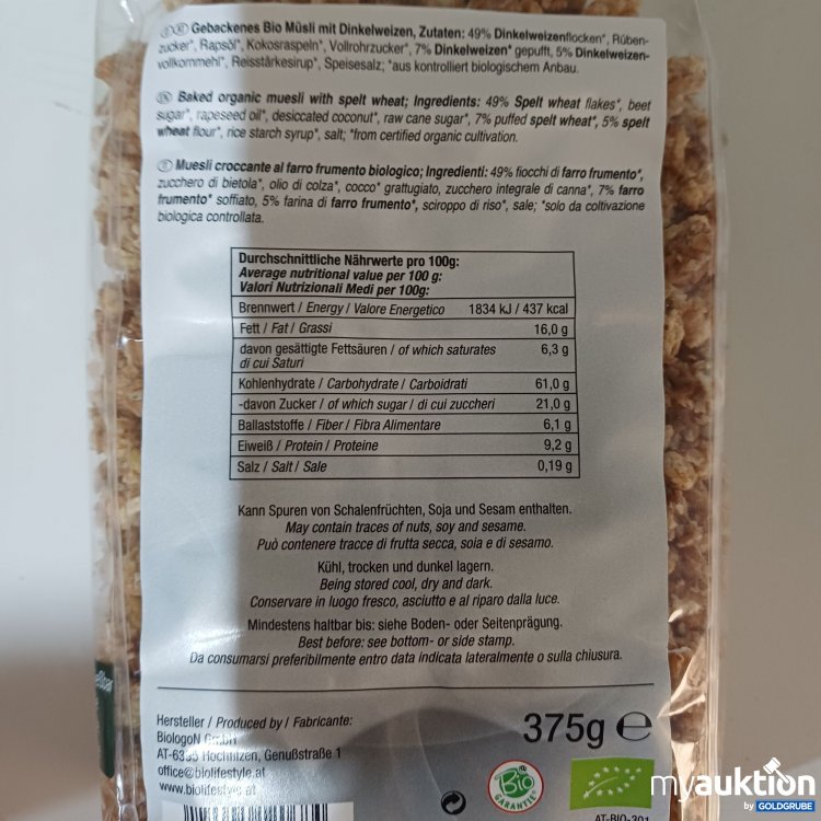 Artikel Nr. 985531: BioLifestyle Crunchy Dinkel Müsli, 5x375g