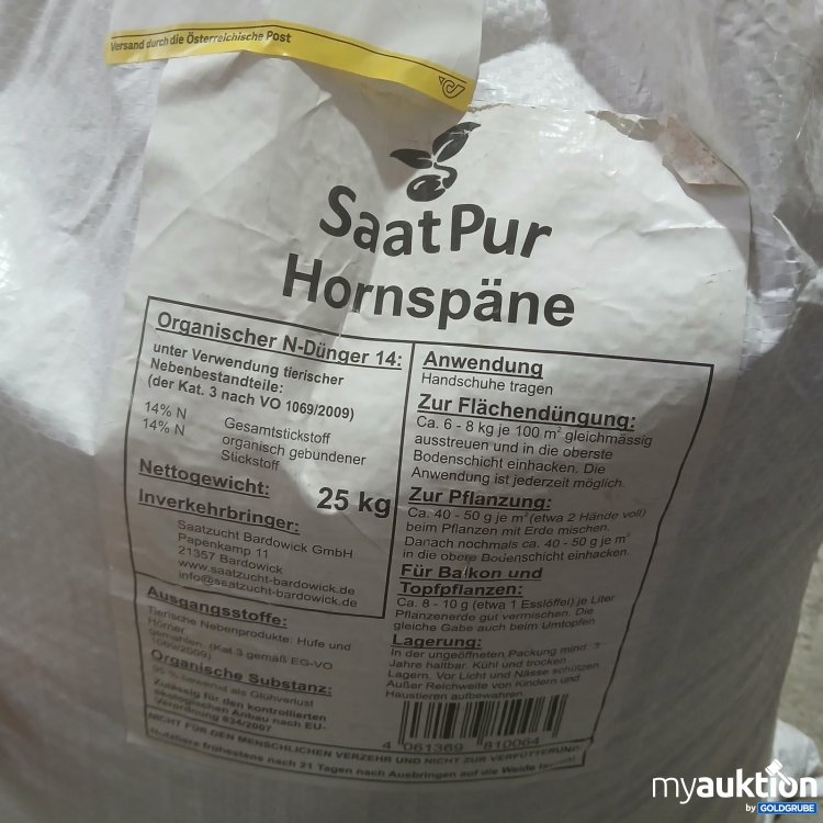 Artikel Nr. 468532 Artikel Nr. 468532: SaatPur Hornspäne 25 kg beschädigt