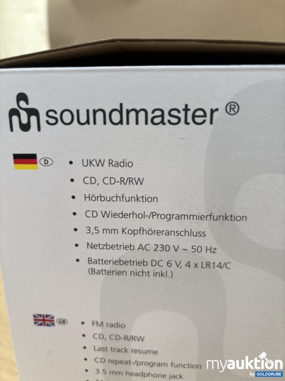 Artikel Nr. 921532: soundmaster UKW Radio CD-Player 230V SCD2120SW