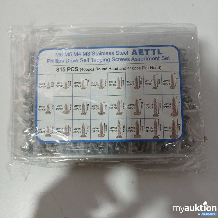 Artikel Nr. 858534 Artikel Nr. 858534: AETTL Stainless Steel M6 M5 M4 M3 815 stk Pack