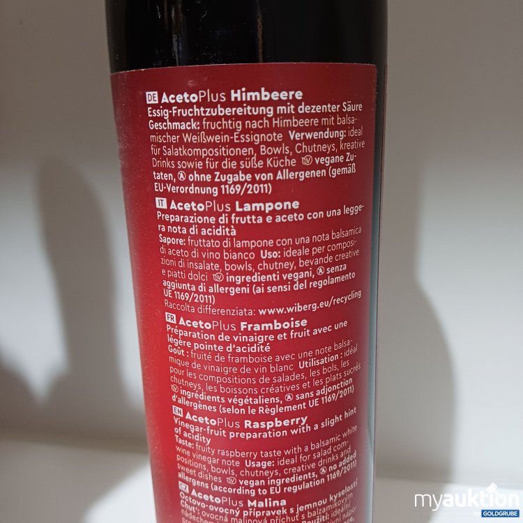 Artikel Nr. 985534: Wiberg AcetoPlus Himbeere Essig, Säuregehalt von 2,5% 500ml