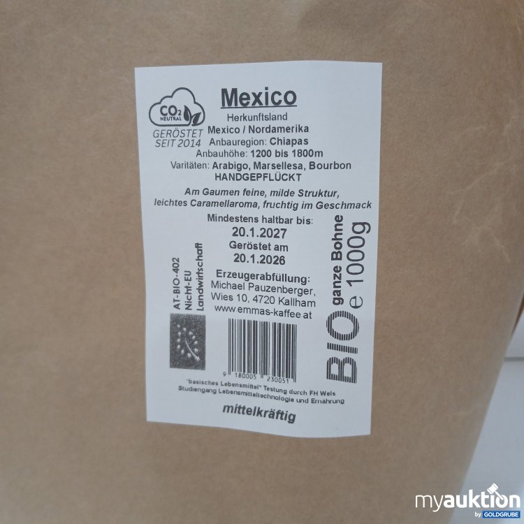 Artikel Nr. 995534 Artikel Nr. 995534: Emmas Kaffeemanufaktur Mexico ganze Bohne 1000g