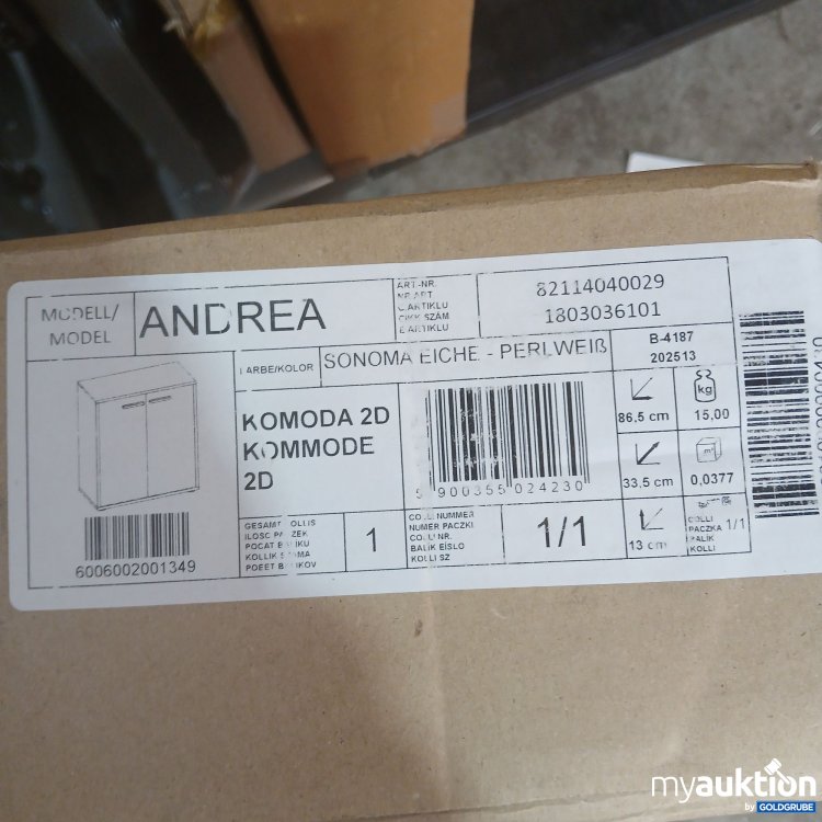 Artikel Nr. 887535 Artikel Nr. 887535: Andrea Kommode 2D Sonoma Eiche Perlweiß