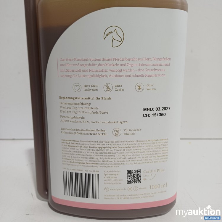 Artikel Nr. 983535: Alpurial Cardio Plus Liquid Ergänzungsfuttermittel Pferde, 1L 