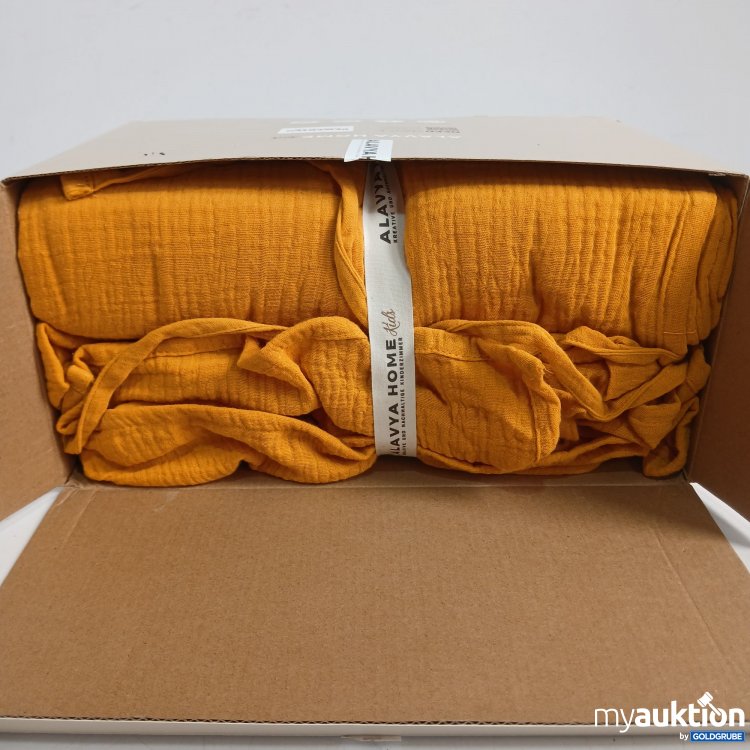 Artikel Nr. 441536: Alavya Home Hausbett  Dekoset aus Bio Musselin Baumwolle 125x350cm-Gelb 