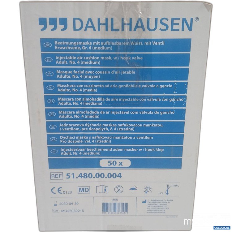 Artikel Nr. 979536 Artikel Nr. 979536: Dahlhausen Beatmungsmaske mit aufblasbarem Wulst mit Ventil Erwachsene Gr.4 (medium) 50Stk