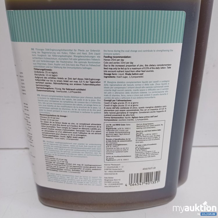 Artikel Nr. 983536: Original Landmühle Zink Liquid Ergänzungsfuttermittel Pferde, 1L