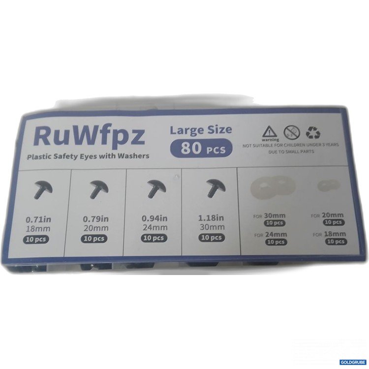 Artikel Nr. 918537: RuWfpz Plastic Safety Eyes with Washers Large Size 80 pcs