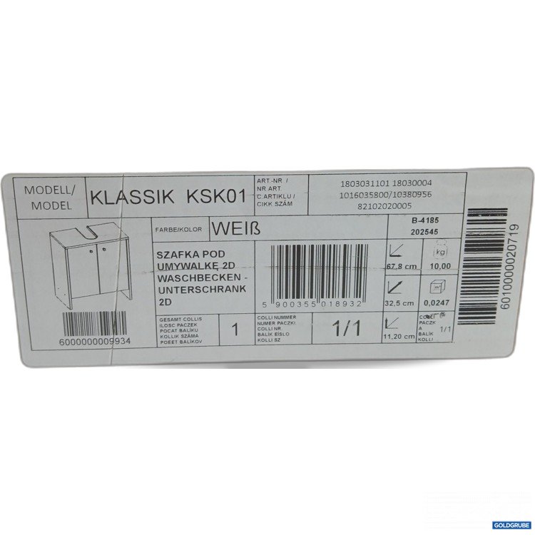 Artikel Nr. 959538: Waschbeckenunterschrank 2D Klassik weiß KSK01 