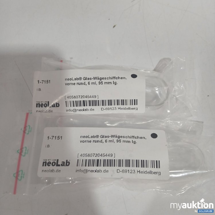 Artikel Nr. 854539 Artikel Nr. 854539: Neo Lab Glas-Wägeschiffchen vorne rund 6ml 95mm