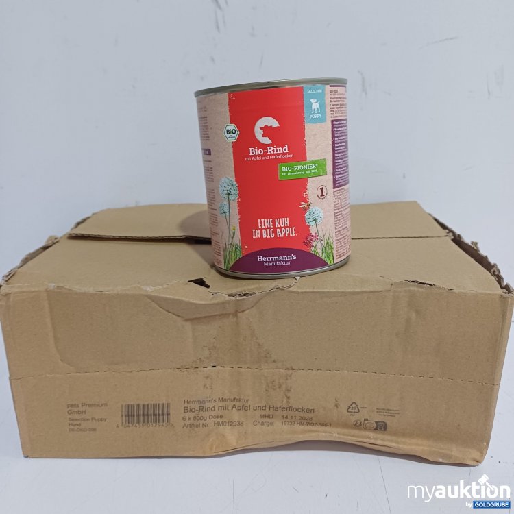 Artikel Nr. 983539: Herrmann's Bio-Rind mit Apfel und Haferflocken Selection Puppy Nassfutter, 6x800g