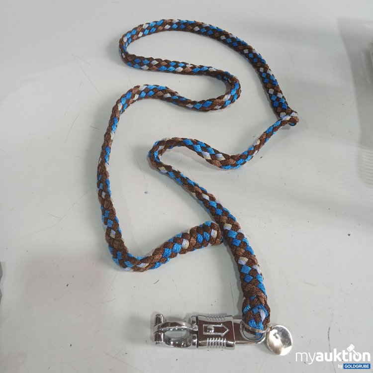 Artikel Nr. 444541: Equest Pferde Führstrick braun, blau mit Panikhaken 