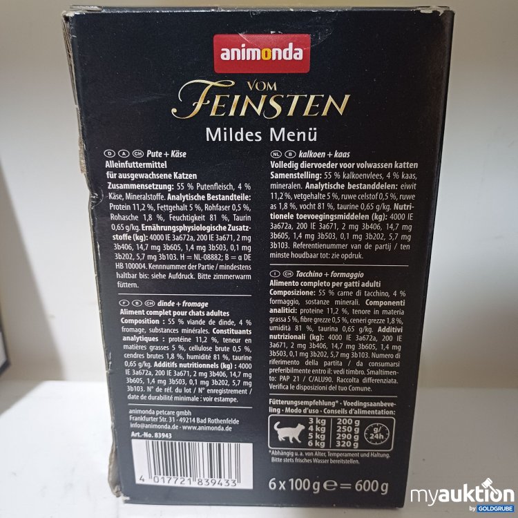 Artikel Nr. 985541: Animonda Vom Feinsten Mildes Menü, Pute+Käse, Katzenfutter, 12x100g